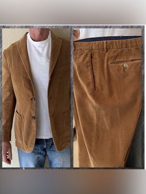 Boglioli Men's Camel/Tan Corduroy Suit (Jacket and Pants)